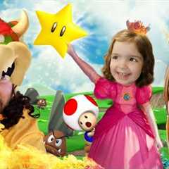 Adley & Navey vs BOWSER DAD!!  Mini game battle for stars at Clair''s Real Life Mario Party..