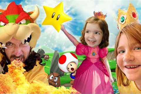 Adley & Navey vs BOWSER DAD!!  Mini game battle for stars at Clair''s Real Life Mario Party..
